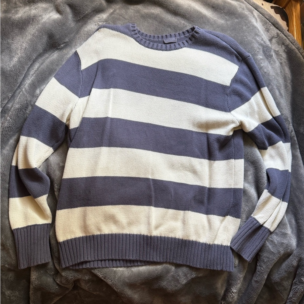 Brandy Melville Striped Blue and White Sweater One Size